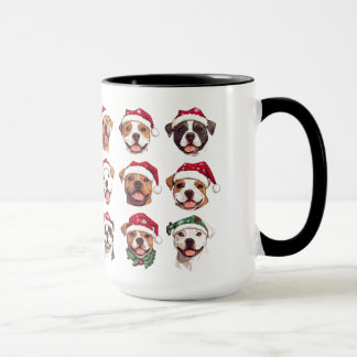 Mug Joyeux Chiens taureaux Pit en Casquette de Noël