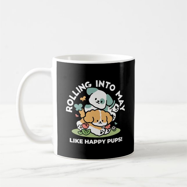 Mug Joyeux Chiots Arrivés En Mai - Kawaii Dog Art (Gauche)