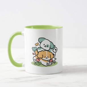 Mug Joyeux Chiots Arrivés En Mai - Kawaii Dog Art