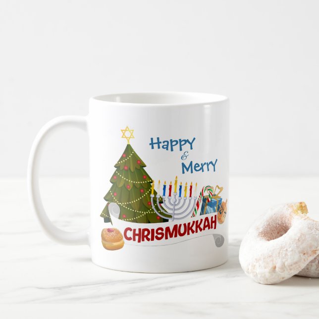 Mug Joyeux Chrismukkah, fête interconfessionnelle amus (Avec donut)