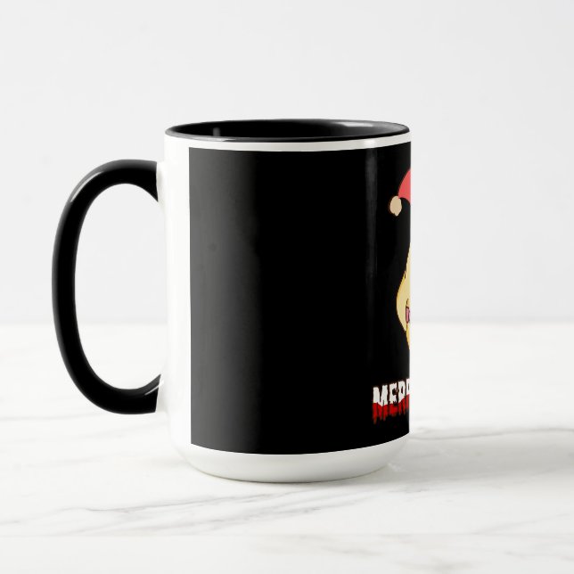 Mug Joyeux Cluckmas, Poulet de Noël drôle (Gauche)