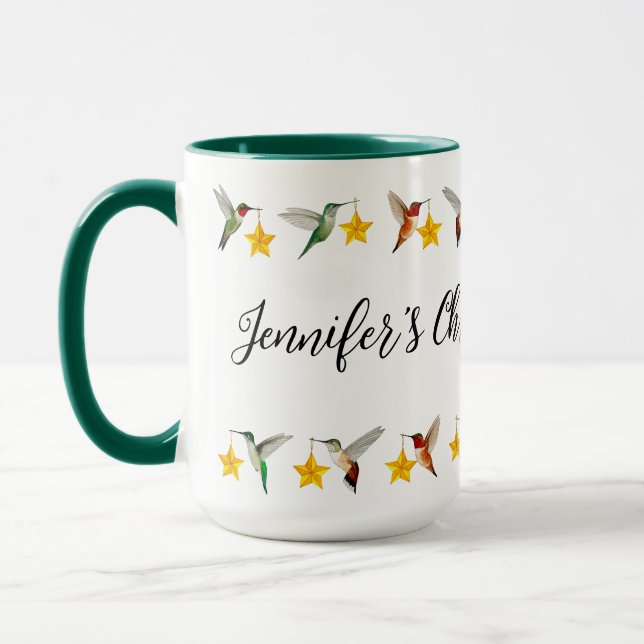 Mug Joyeux colibris de Noël personnalisés (Gauche)