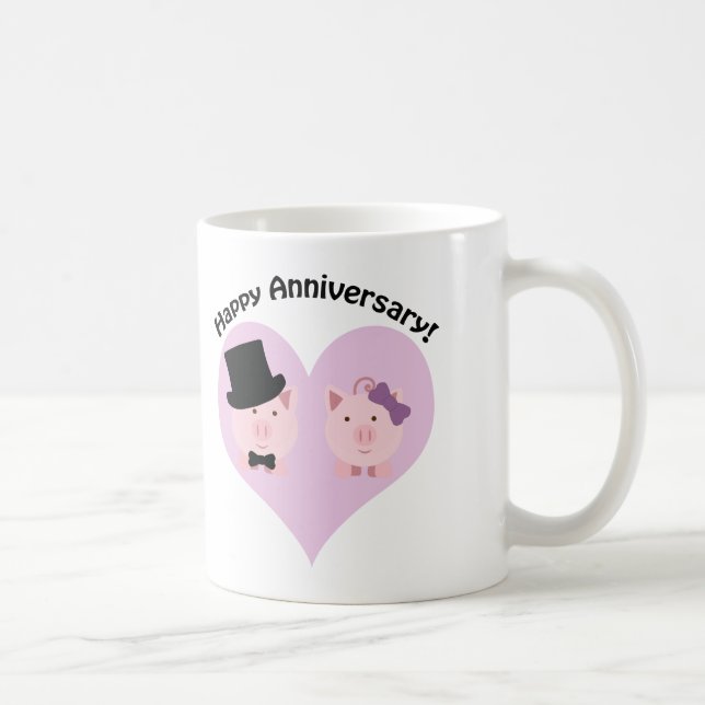 Mug Joyeux couple de cochons à l'anniversaire (Droite)