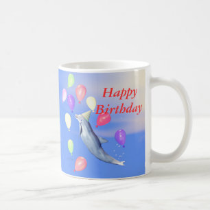Mug Joyeux dauphin et ballons d'anniversaire