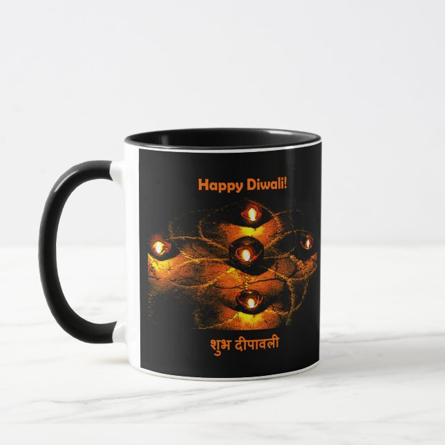 Mug Joyeux Diwali Diya Lights et salutation en hindi (Gauche)