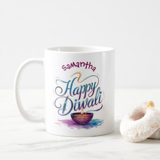 Mug Joyeux Diwali personnalisable blanc