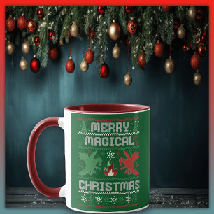 Mug Joyeux Dragon de Noël Magique Moche Sweater Design