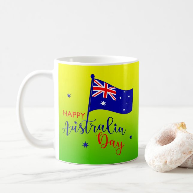 Mug Joyeux drapeau australien Jour Or Vert (Avec donut)