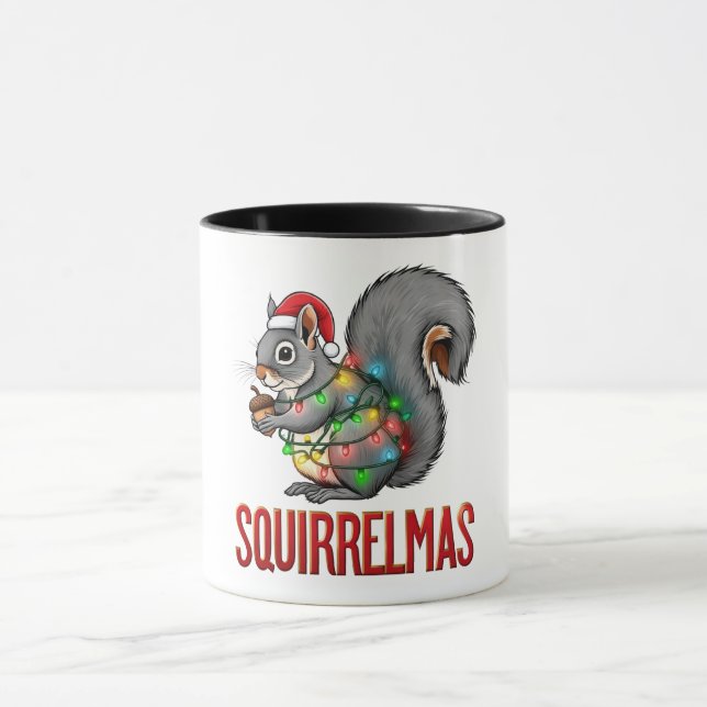 Mug Joyeux Écureuil Noël Drôle de Vacances de Noël d'É (Centre)