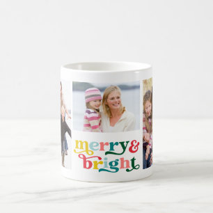 Mug Joyeux et brillant adorable photo de Noël de famil