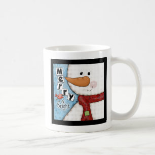 Mug Joyeux et brillant bonhomme de neige de Noël et oi