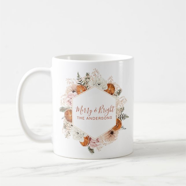 Mug Joyeux et brillant Citrus Personnalisé Pin Floral (Gauche)