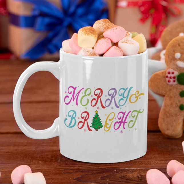 Mug Joyeux et brillant Colorful Arbre de Noël Festif (Créateur téléchargé)