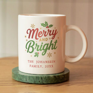Mug Joyeux et brillant Festif de Noël moderne simple