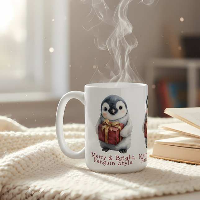 Mug Joyeux et brillant pingouin Noël (Créateur téléchargé)