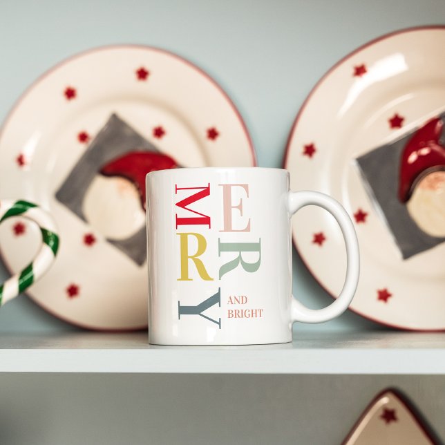 Mug Joyeux et lumineux coloré moderne | Joyeuses fêtes (Créateur téléchargé)