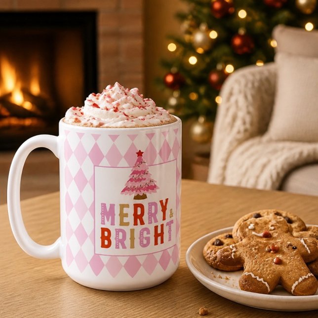 Mug Joyeux et Lumineux Diamant Rose Noël (Créateur téléchargé)