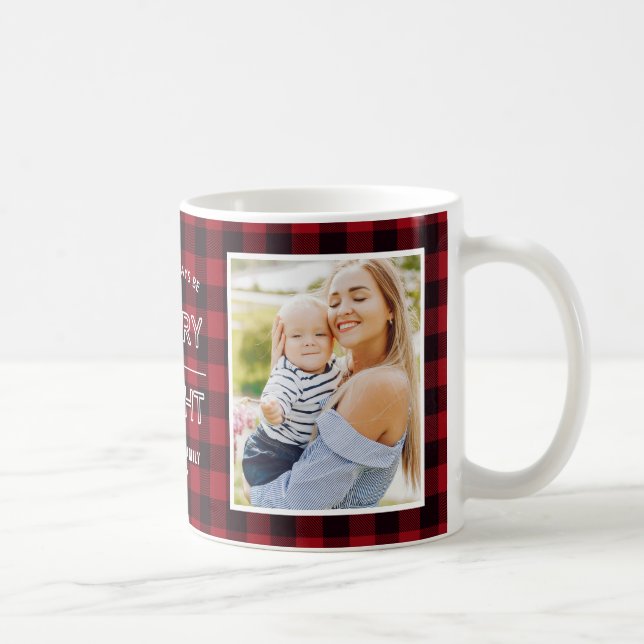 Mug Joyeux et lumineux plaid rouge classique avec 2 (Droite)