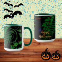 Joyeux feuillage botanique Halloween vert foncé