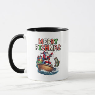 Mug Joyeux Fishmas Santa Amoureux de la Pêche Drôle de