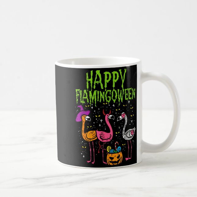 Mug Joyeux Flamingoween Y Flamants Drôle de Cos d'Hall (Droite)