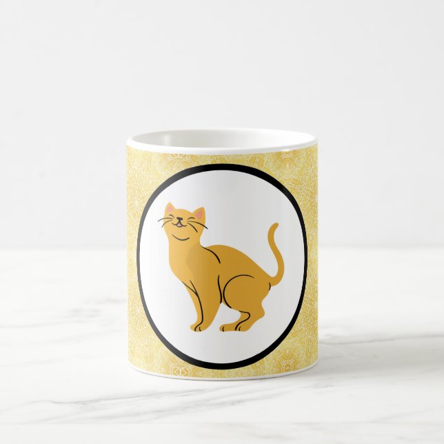 Mug Joyeux gingembre de chat chaton sur or (Centre)