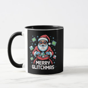 Mug Joyeux Glitchmas Codage Programmeur Santa Noël
