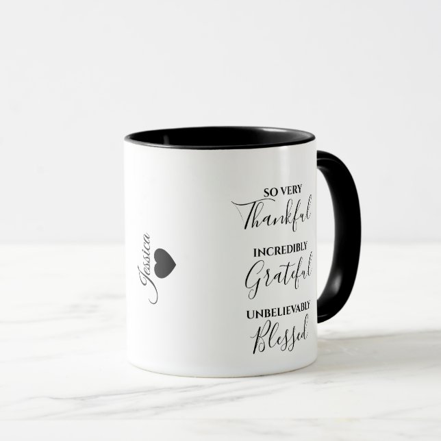 Mug Joyeux, Gratuit, Blessé Script (Devant droit)