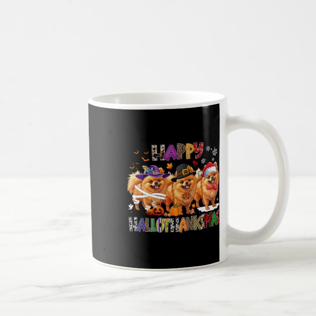 Mug Joyeux Hallothanksmas Chien Poméranien Halloween C (Droite)