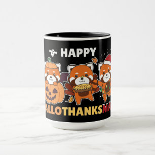 Mug Joyeux Hallothanksmas Pandas Noël Panda Rouge