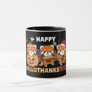 Mug Joyeux Hallothanksmas Pandas Noël Panda Rouge