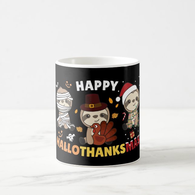 Mug Joyeux Hallothanksmas Sloth Christmas Holiday Café (Centre)