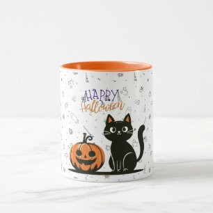 Mug Joyeux Halloween chat & citrouille