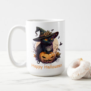 Mug Joyeux Halloween Chat noir Jack-o-Lantern