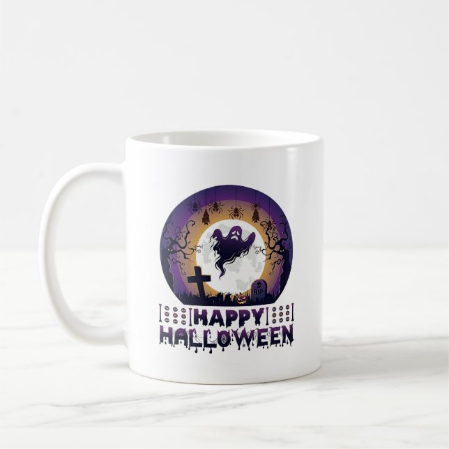 Mug Joyeux Halloween Chauves-souris fantômes araignées (Gauche)