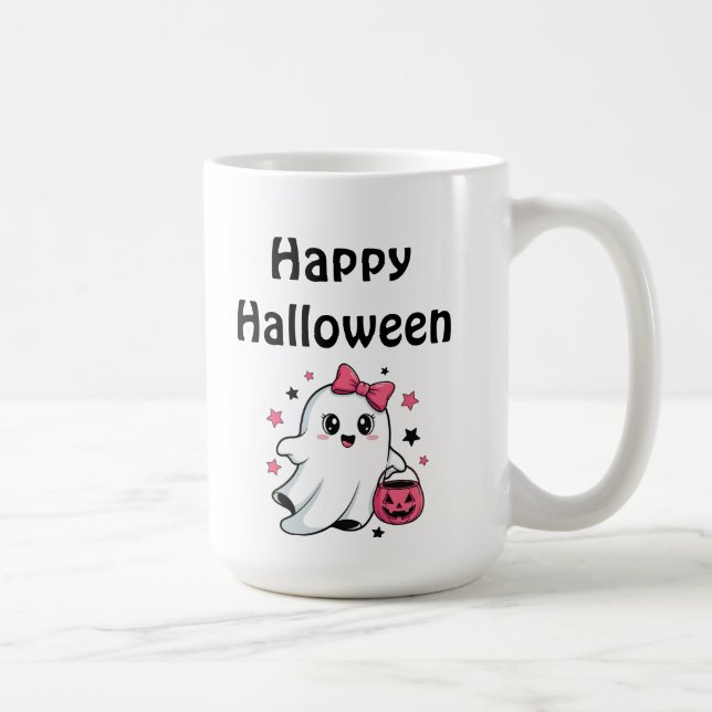 Mug Joyeux Halloween Citrouille Mignonne Fantôme (Droite)