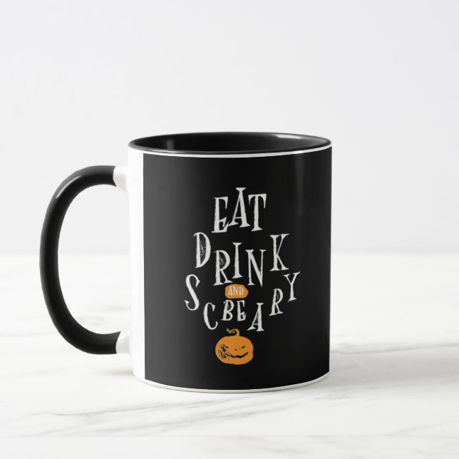 Mug Joyeux Halloween Manger Boire Et Être Effrayant Te (Gauche)