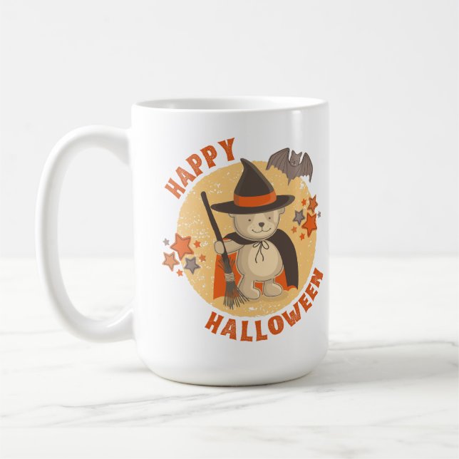 Mug Joyeux Halloween Ourson Sorcière Mignon  | Adorabl (Gauche)