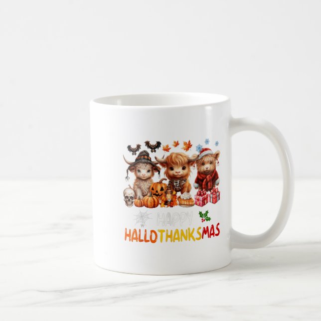 Mug Joyeux Halloween Thanksgiving Christmas Highland C (Droite)