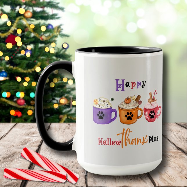 Mug Joyeux Hallowthanksmas Hallowthanxmas (Happy HallowThanxMas! Perfect for Halloween, Thanksgiving, and the Christmas season!)