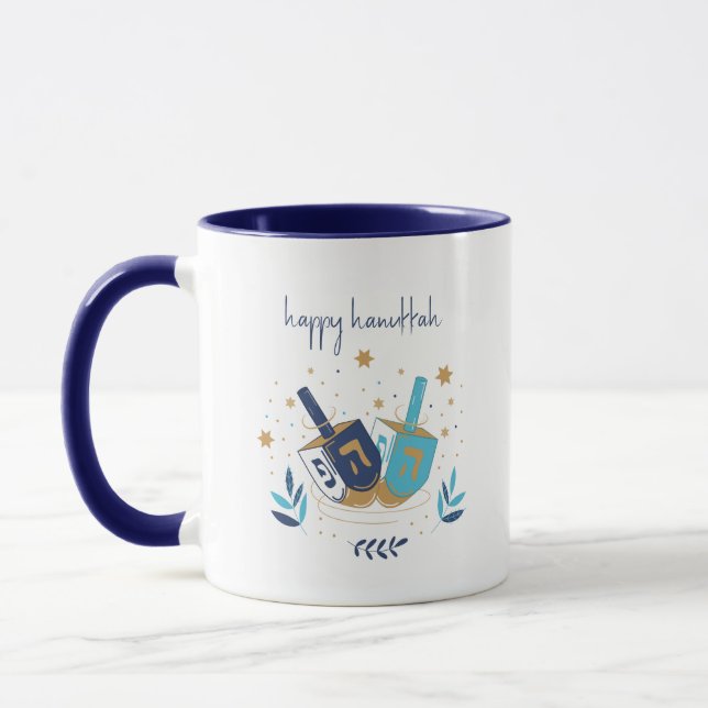 Mug Joyeux Hanoukka Floral Dreidel (Gauche)