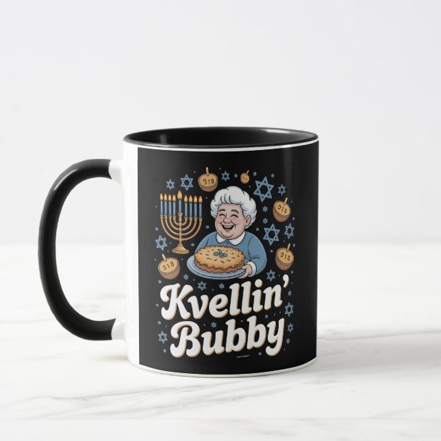 Mug Joyeux Hanoukka Funny Juif Vacances Kvellin Bubby (Gauche)
