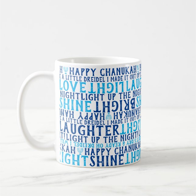 Mug JOYEUX HANUKKA Amour Lumière Rire Typographie (Gauche)