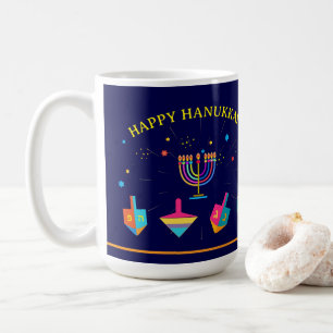 Mug Joyeux Hanukkah Menorah en Or Fête Juive