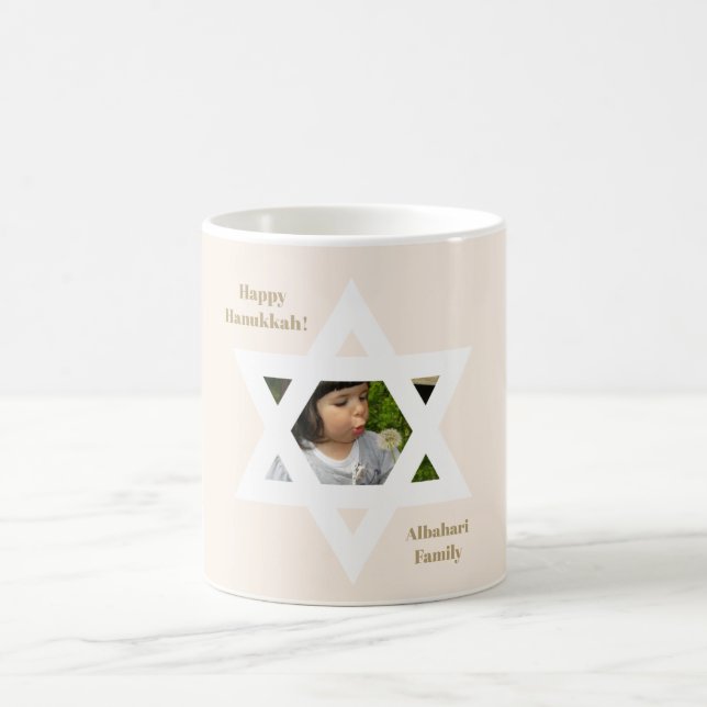 Mug Joyeux Hanukkah Rose Pâle Photo Mignon (Centre)