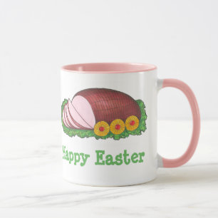 Mug Joyeux Happy Pâques rose glacé Foodie de jambon