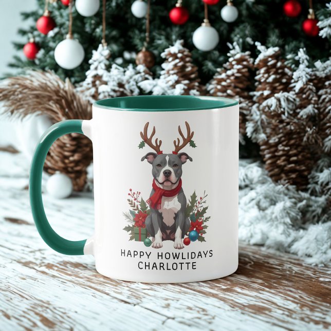 Mug Joyeux Howlidays Pittbull Dog Christmas Café (Créateur téléchargé)