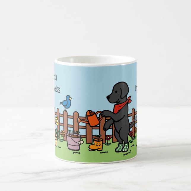 Mug Joyeux jardinier Black Labrador personnalisé (Centre)