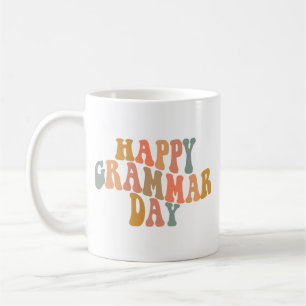 Mug Joyeux Jour de la Grammaire Rétro Wavy