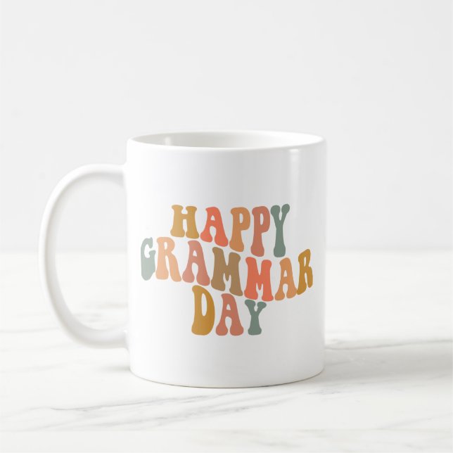Mug Joyeux Jour de la Grammaire Rétro Wavy (Gauche)